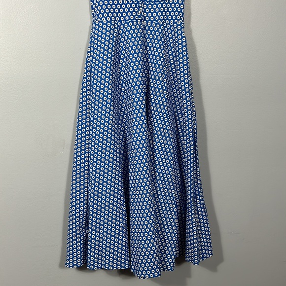 Japanese Fit and Flare Blue Floral A- line Midi Sleeveless Dress size S - Picture 5 of 17